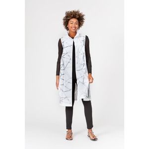 Berek Women's Long White Vest Size XXL Octagon Pattern Summer Swim Cover Up NWT